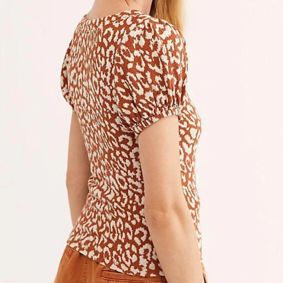 Free People No Type Top - Brown Leopard - Picture 3 of 8